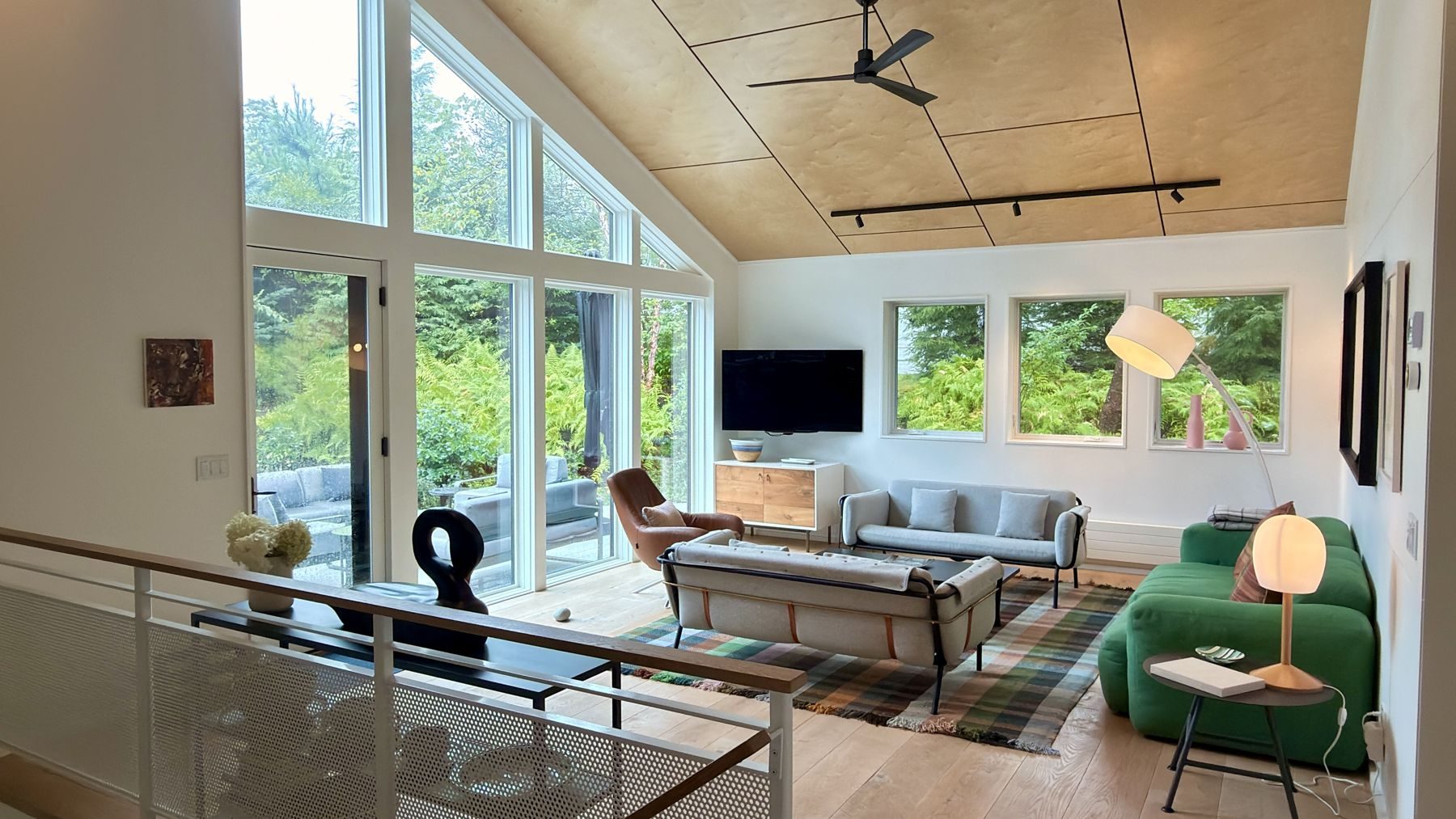 Living room under the birch ceiling