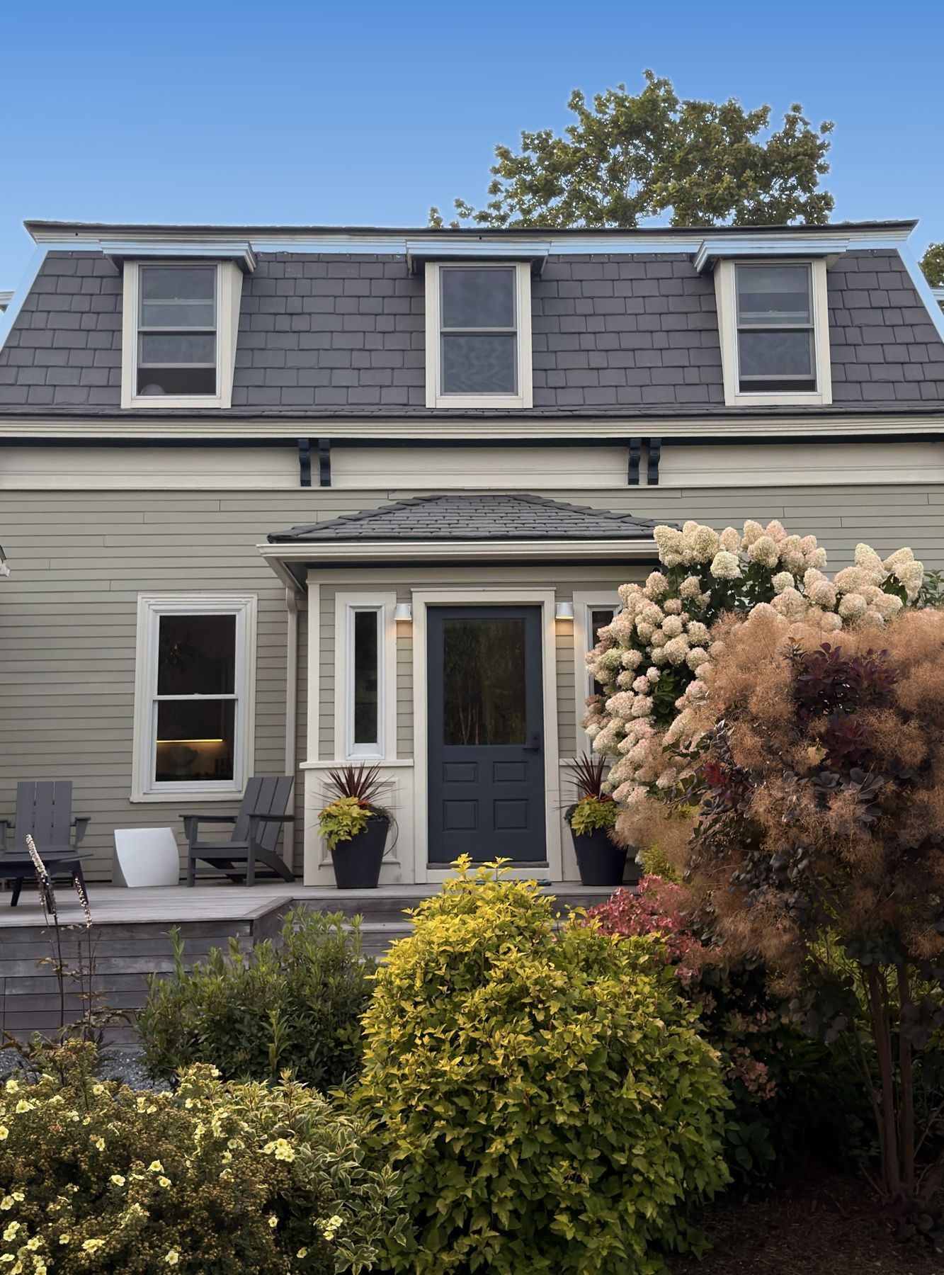 Mansard roofline and front door
