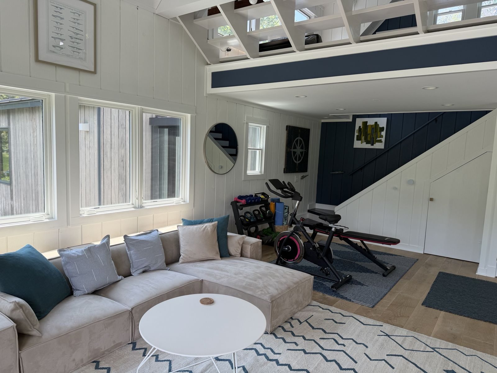Living room with the sleeping loft above